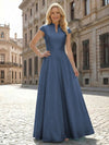 Simple Satin Mother of the Bride Dresses with Short Sleeves