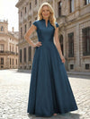 Simple Satin Mother of the Bride Dresses with Short Sleeves
