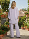 2 Pieces Chiffon Pantsuit Crew Neck Mother of the Bride Pantsuits with Caps