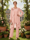 3 Pieces Chiffon Pantsuit Crew Neck Mother of the Bride Pantsuits with Jacket
