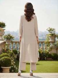 2 Pieces Chiffon Pantsuit Crew Neck Mother of the Bride Pantsuits with Jacket