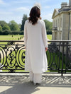 2 Pieces Chiffon Pantsuit V Neck Mother of the Bride Pantsuits with Caps