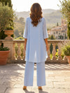 3 Pieces Chiffon Pantsuit Crew Neck Mother of the Bride Pantsuits with Jacket