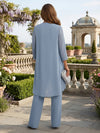 3 Pieces Chiffon Pantsuit Crew Neck Mother of the Bride Pantsuits with Jacket