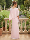 2 Pieces Chiffon A-Line Crew Neck Mother of the Bride Dresses with Caps