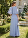 2 Pieces Chiffon A-Line Crew Neck Mother of the Bride Dresses with Caps