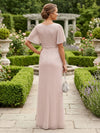 Maxi Dresses Tulle Sheath V Neck Mother of the Bride Dresses with Pleated