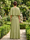 Maxi Dresses Jacquard A-Line Crew Neck Mother of the Bride Dresses with Ruffles