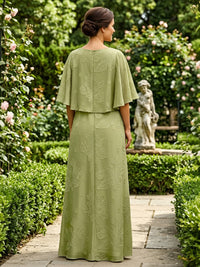 Maxi Dresses Jacquard A-Line Crew Neck Mother of the Bride Dresses with Ruffles