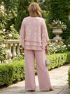 2 Pieces Chiffon Pantsuit Crew Neck Mother of the Bride Pantsuits with Ruffles