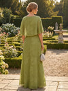 2 Pieces Jacquard A-Line Crew Neck Mother of the Bride Dresses with Caps