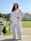 3 Pieces Chiffon Pantsuit V Neck Mother of the Bride Pantsuits with Jacket