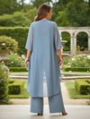 3 Pieces Chiffon Pantsuit Crew Neck Mother of the Bride Pantsuits with Jacket