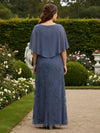 2 Pieces Chiffon A-Line Crew Neck Mother of the Bride Dresses with Caps