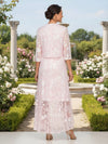 2 Pieces Jacquard High Low V Neck Mother of the Bride Dresses with Caps