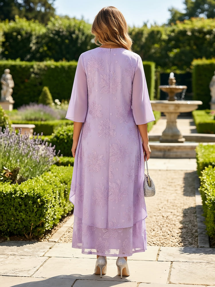 3 Pieces Jacquard A-Line Crew Neck Mother of the Bride Dresses with Jacket