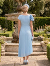 Chiffon High Low Asymmetric Neck Delicate Pleated Mother of the Bride Dresses