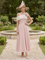 Chiffon A-Line One Shoulder Mother of the Bride Dresses with Rhinestone
