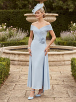 Jersey Sheath Off the Shoulder Mother of the Bride Dresses with Wraps
