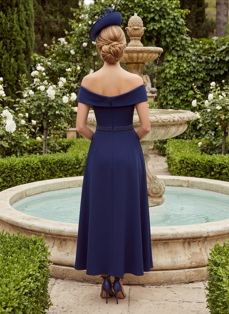 Satin Sheath Off the Shoulder Mother of the Bride Dresses with Wraps