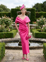 Satin Bodycon V Neck Mother of the Bride Dresses with Slit