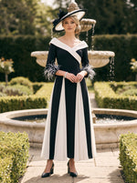 Chiffon A-Line V Neck Mother of the Bride Dresses with Feather