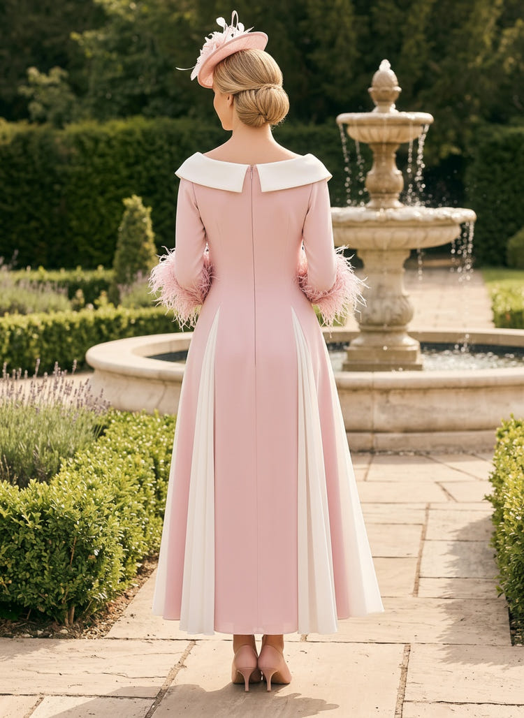 Chiffon A-Line V Neck Mother of the Bride Dresses with Feather