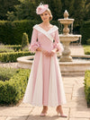 Chiffon A-Line V Neck Mother of the Bride Dresses with Feather