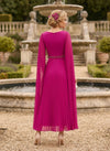 Chiffon A-Line V Neck Beaded Formal Dress with Pleats