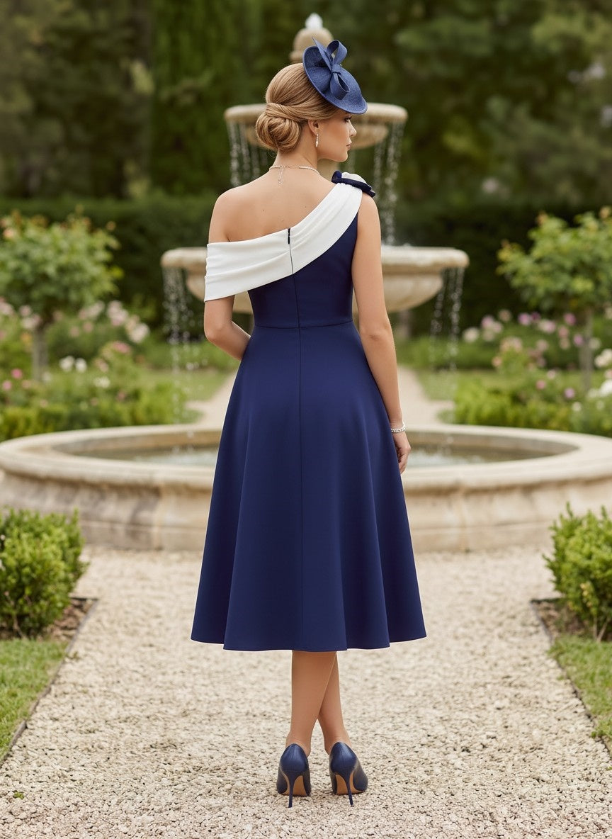 Satin A-Line One Shoulder Mother of the Bride Dresses with 3D Flowers
