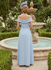 Satin A-Line Off the Shoulder Beaded Mother of the Bride Dresses