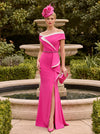 Satin Mermaid Off the Shoulder Mother of the Bride Dresses with Side Slit