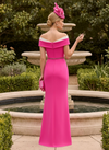Satin Mermaid Off the Shoulder Mother of the Bride Dresses with Side Slit