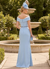Satin Mermaid Off the Shoulder Mother of the Bride Dresses with Side Slit