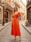 Satin A-Line Off the Shoulder Pleated Mother of the Bride Dresses