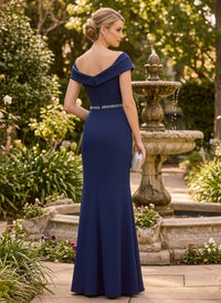 Satin Sheath Off the Shoulder Mother of the Bride Dresses with Side Slit