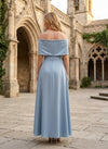 Satin Sheath Off the Shoulder Mother of the Bride Dresses with Wraps