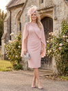 Satin Sheath Crew Neck Mother of the Bride Dresses with Caps