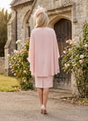 Satin Sheath Crew Neck Mother of the Bride Dresses with Caps
