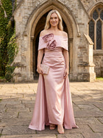 Satin Sheath Off the Shoulder Mother of the Bride Dresses with Wraps