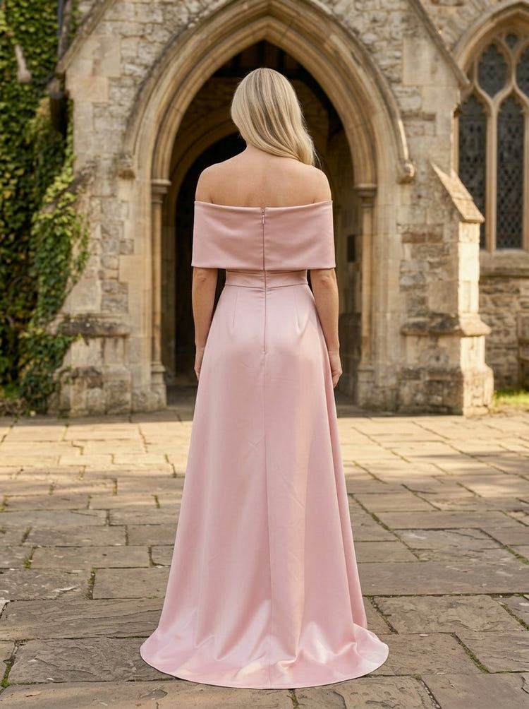 Satin Sheath Off the Shoulder Mother of the Bride Dresses with Wraps