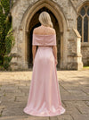 Satin Sheath Off the Shoulder Mother of the Bride Dresses with Wraps