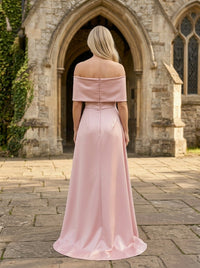 Satin Sheath Off the Shoulder Mother of the Bride Dresses with Wraps