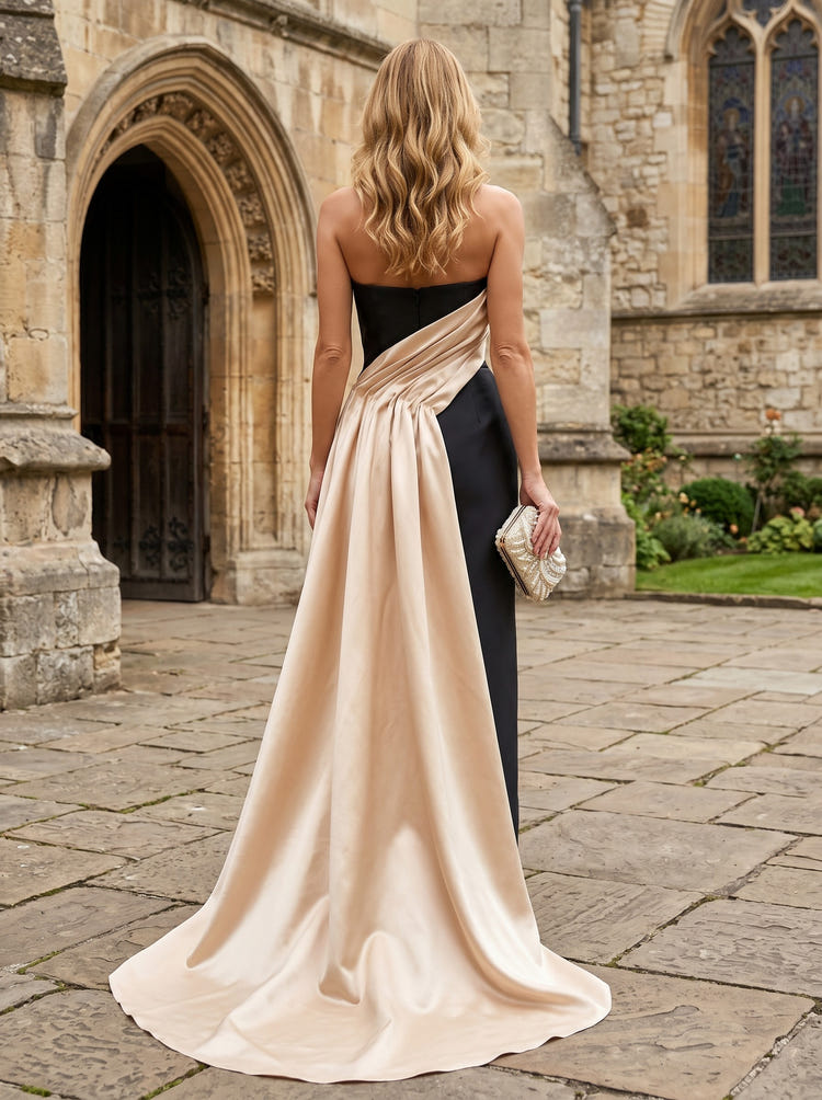 Satin Sheath Strapless Mother of the Bride Dresses with Wraps