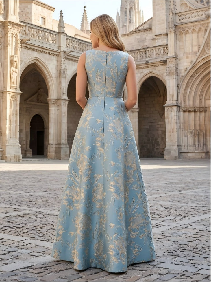 Jacquard A-Line Asymmetric Neck Simple Mother of the Bride Dresses