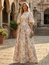 Jacquard A-Line Crew Neck Mother of the Bride Dresses with Pleated