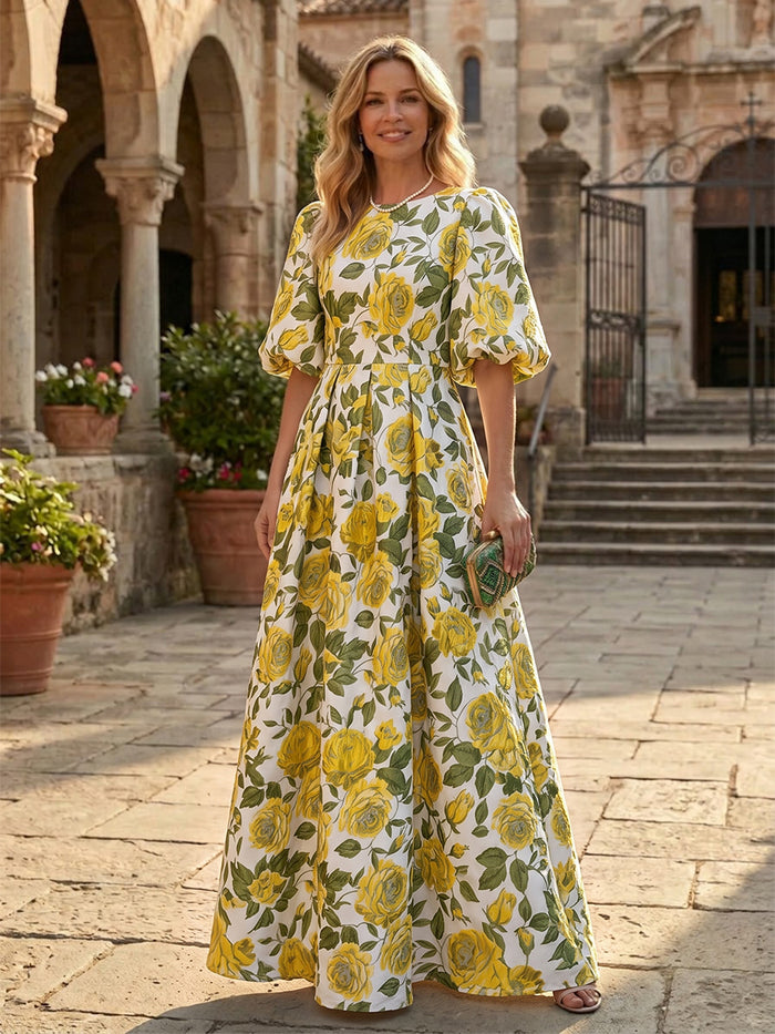 Jacquard A-Line Crew Neck Mother of the Bride Dresses with Pleated
