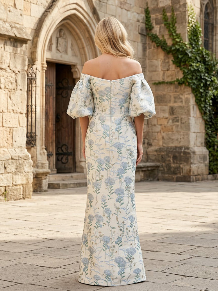 Jacquard Mermaid Off the Shoulder Simple Mother of the Bride Dresses