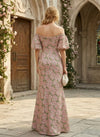 Jacquard Mermaid Off the Shoulder Mother of the Bride Dresses with Side Slit