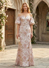 Jacquard Mermaid Off the Shoulder Mother of the Bride Dresses with Side Slit